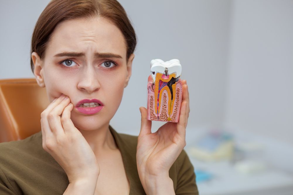 Close up of a female patient with toothache